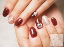 オトナネイル(otona nail)/ビジューストーンボルドーネイル