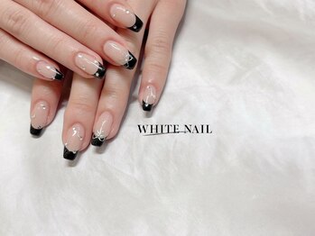 ホワイトネイル(WHITE NAIL)/フレンチ/リボンネイル