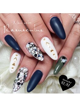 ラナンキュラス(Ranunculus)/キラキラ☆マットスカルプNail