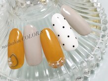 ネイルサロン カラーエイト(Nailsalon COLOR.8)/ドット柄・くすみカラー・定額制