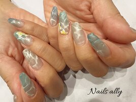 水面ネイル×マグネットネイル