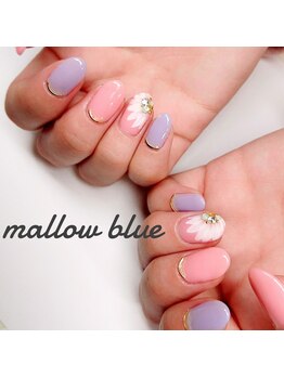 ネイルサロンアンドスクール マロウブルー(mallow blue)/フラワーパステルネイル