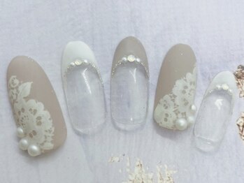 ロンズネイル(Ron's nail)/フレンチ×レースデザイン