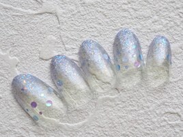 雨粒ホロの紫陽花グラデネイル