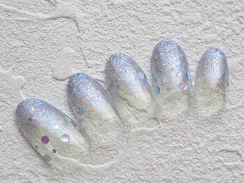 雨粒ホロの紫陽花グラデネイル