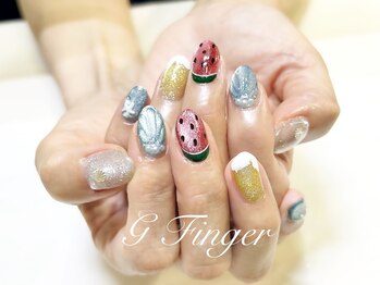 ジーフィンガー 大井町店(G Finger)/スイカ＆ビール＆貝殻ネイル