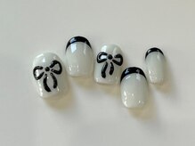 ネイルメゾン 天神店(NAIL MAISON)/白黒リボン韓国フレンチ¥12500