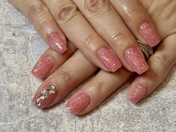 ガーデン ヘア&エステ&ネイル Garden/ラメワンカラーストーンネイル