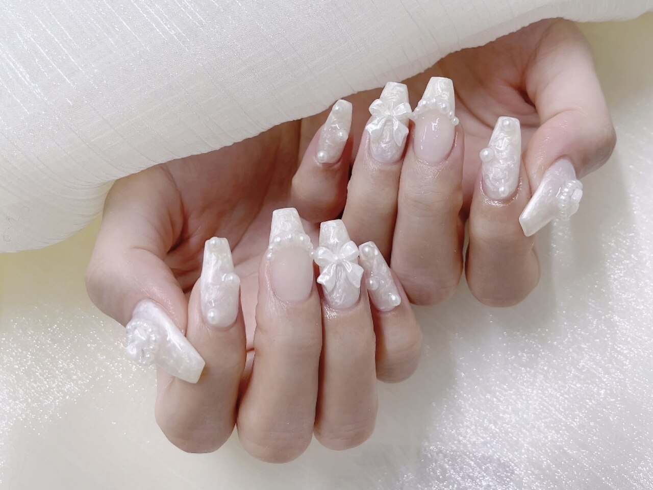 TASAKI風パール感ホワイトネイル：PG013664550｜スペラ 大宮店(Spera
