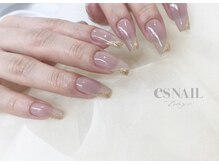 エスネイル 新宿西口店(es NAIL)/ゴールドラメブロッキングネイル