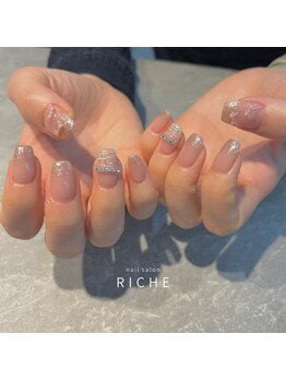 リッシュ(RICHE)/リボン×ツイードネイル