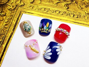 ネイル アンド ボディジュエリー リッチスタイル(Nail&Body Jewely Rich style)/定額親指2本アートコース★