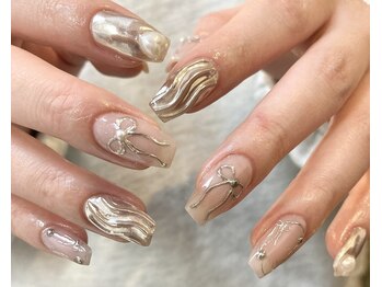ルアナネイルナゴヤ(LUANA nail nagoya)/りぼんミラーネイル