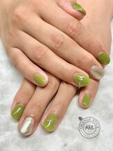 オレンジスティック/ピスタチオカラー　リングネイル
