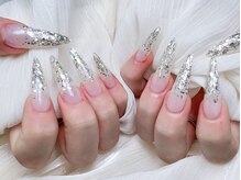 Mネイル/シルバーラメグラデーション