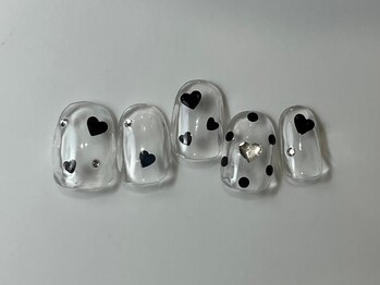ネイルメゾン 天神店(NAIL MAISON)/ホログラムハート黒¥7000