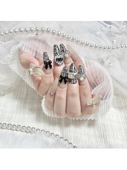 ミニョン(Minyon)/冬ネイル♪黒ツイード