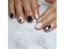 リノ ネイル(Rino nail)/モノクロ星ネイル