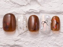 ネイルメゾン 渋谷店(NAIL MAISON)/ブラウンハートホロリボン￥8000