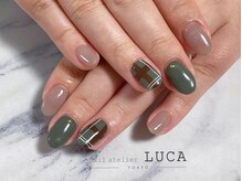 ネイルアトリエルカ(nail atelier LUCA)/W-447 秋色大人チェックネイル