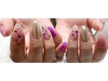 ネイル シスター(nail sister)/ピンクパープルシェルネイル