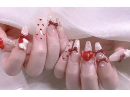 長さだしバレンタインネイル