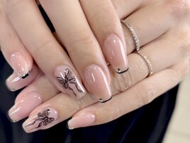 スキニーフレンチ×リボンネイル