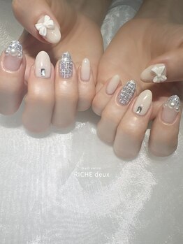 リッシュ ドゥ(RICHE deux)/水色ツイードネイル