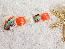 ネイルサロン あかねいろ/夏色 エスニック フット 手描き