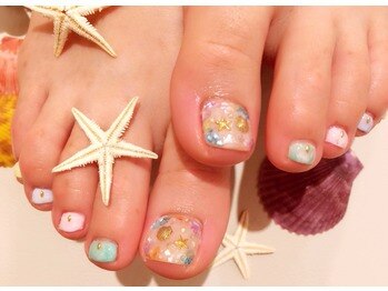 ボネール(nail ＆ eyelash Bounail)/シェル×フットネイル