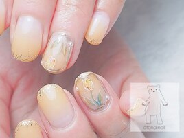 オレンジチューリップネイル