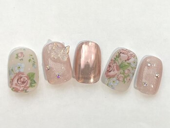 アイネイルズ 恵比寿店(I nails)/ピンクミラーフラワー10480円