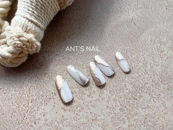 アンツ ネイル バイ サザンリゾート 茅ヶ崎店(ANT'S NAIL by Southern Resort)/ホワイト×ミラーアートネイル♪