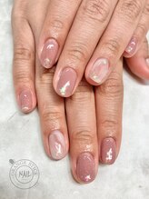 オレンジスティック/もやもやニュアンスネイル