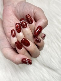 ハートホロ埋め込みネイル