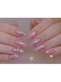 冬ネイル　雪の結晶　マオジェル