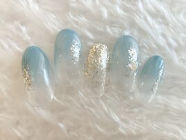 シンプル　キラキラブルー