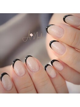 アイネイルズ(Ai nails)/ブラックフレンチネイル