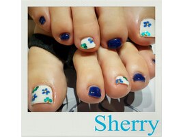 爽やかブルーフラワーネイル