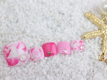 ネイルサロン あかねいろ/夏色 フット　マーブル