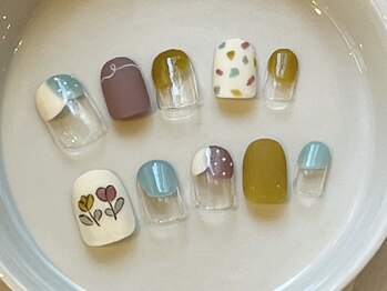 カラ ネイル 中津店(calla nail)/パステル風お絵かきデザイン