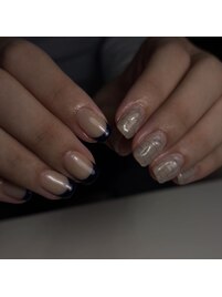 フレンチ×チェックネイル