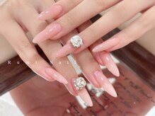 ワンホンネイル 新宿(Rumi Nail)/ピンク/ロング/ガーリー/大粒