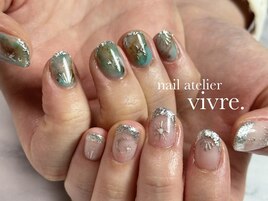 ターコイズ/フレンチ/きらきら