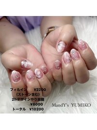 白グラ/ミラーアート/フラワー