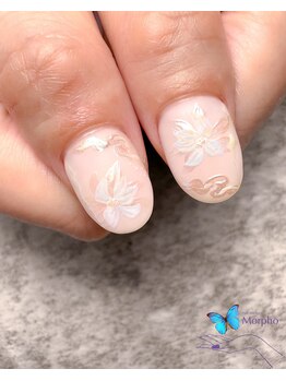 モルフォ 千駄ヶ谷(Morpho)/オーロラミラーのフラワーネイル