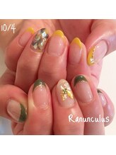 ラナンキュラス(Ranunculus)/秋の アシメフレンチ♪