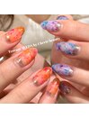 暖色と寒色のニュアンスネイル☆