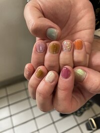秋カラーカラフルネイル