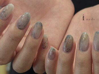アイネイルズ 吉祥寺店(I nails)/ブルーグレー鉱物ネイル